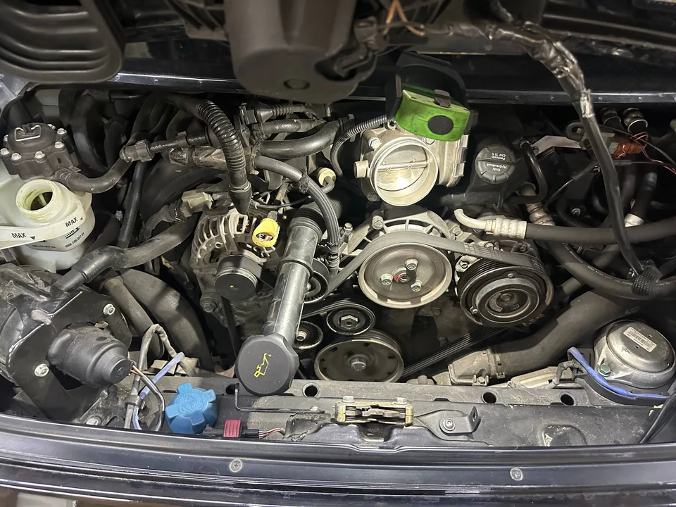 Close-up of engine components