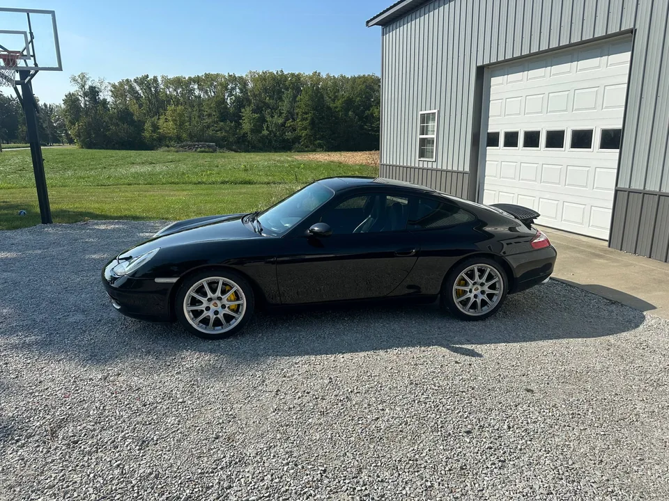 Side profile of a black sports coupe